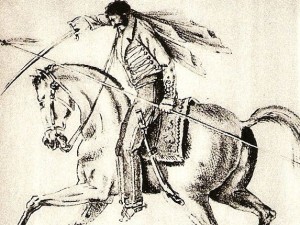 Juan Facundo Quiroga en 1831, según una litografía de César H. Bacle