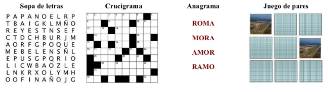 juegos Juegos: SOPA DE LETRAS, ANAGRAMA, CRUCIGRAMA, JUEGO DE PARES