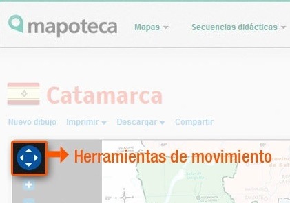 Herramientas de movimiento a la izquierda en el visor de mapas