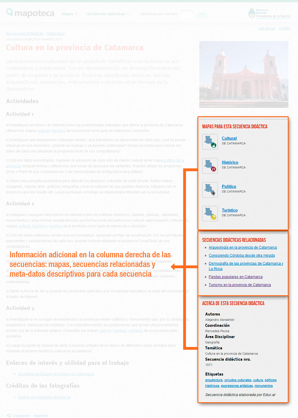 Información adicional a las secuencias didácticas en el margen derecho